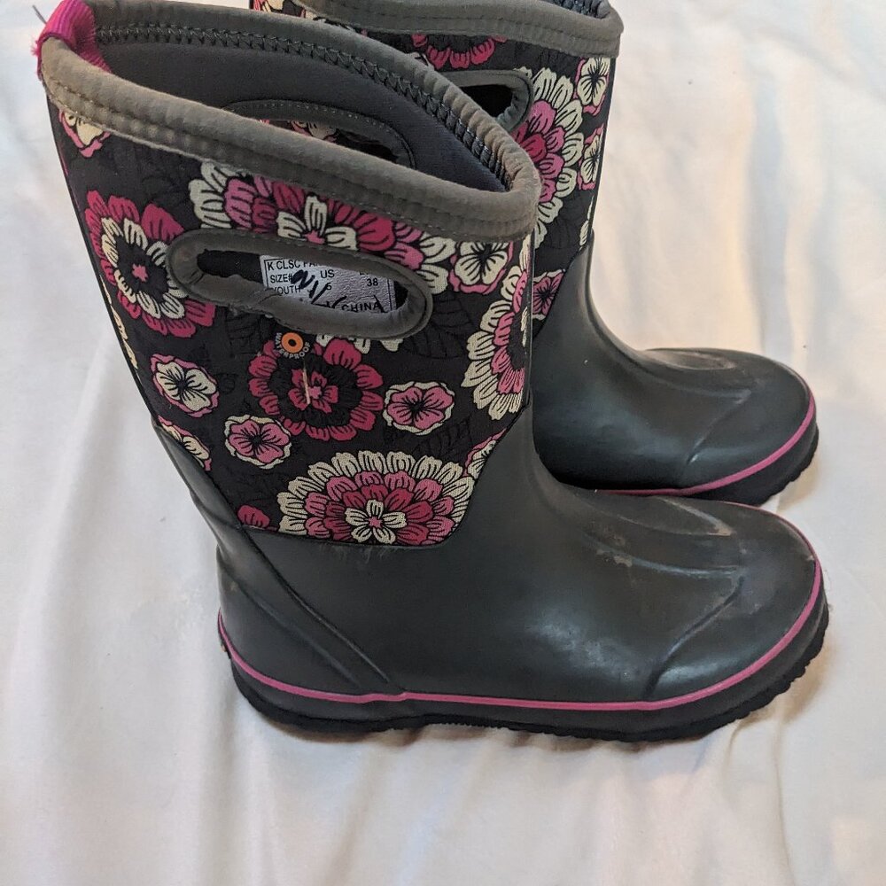 Bogs Winter Rain Boots, Size 5 Youth Girls
